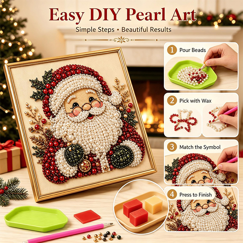Art Craft For Christmas - مجموعة رسم بالألماس اللؤلؤي لعيد الميلاد،