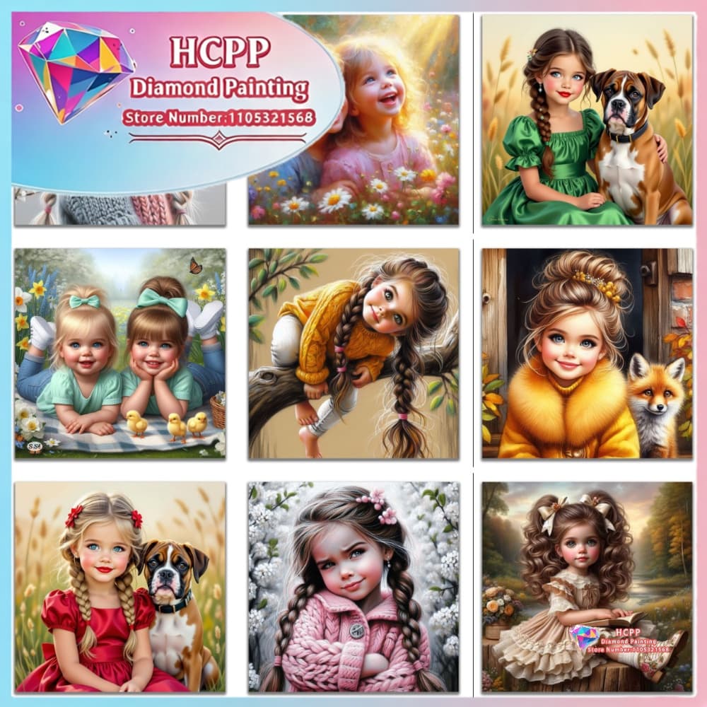 Unique Art Craft - طقم رسم بالألماس للفتيات اللطيفات، ألماس