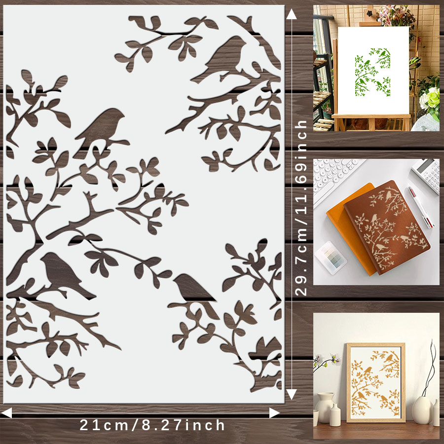 1 قطعة استنسل فرع الطيور DIY ل - مراجعة Art Craft Template وسعره