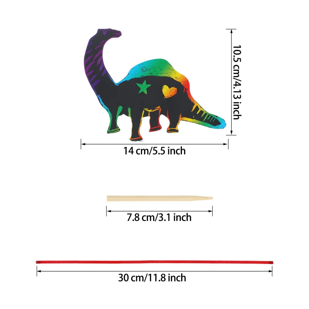 12 قطعة ديناصور الكرتون خدش لو - مراجعة Art Craft Dinosaur وسعره