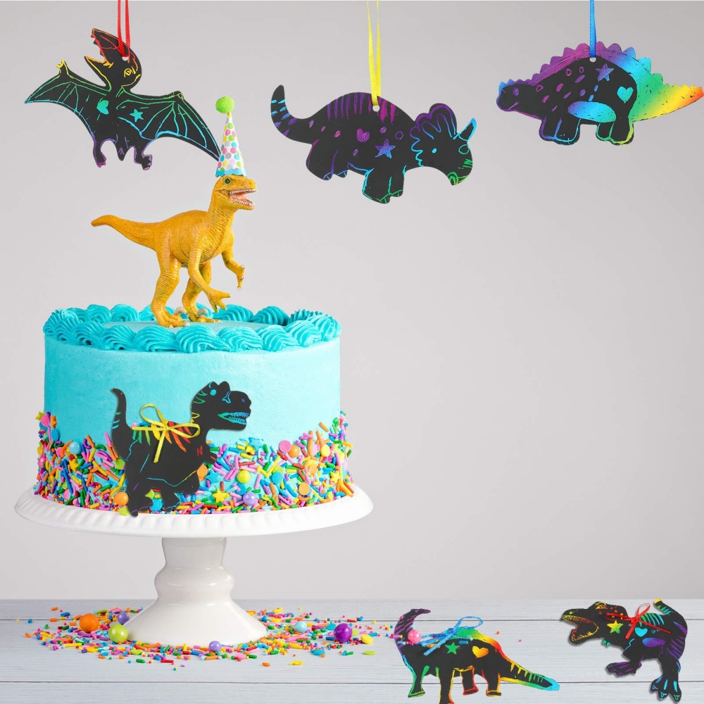 12 قطعة ديناصور الكرتون خدش لو - مراجعة Art Craft Dinosaur وسعره