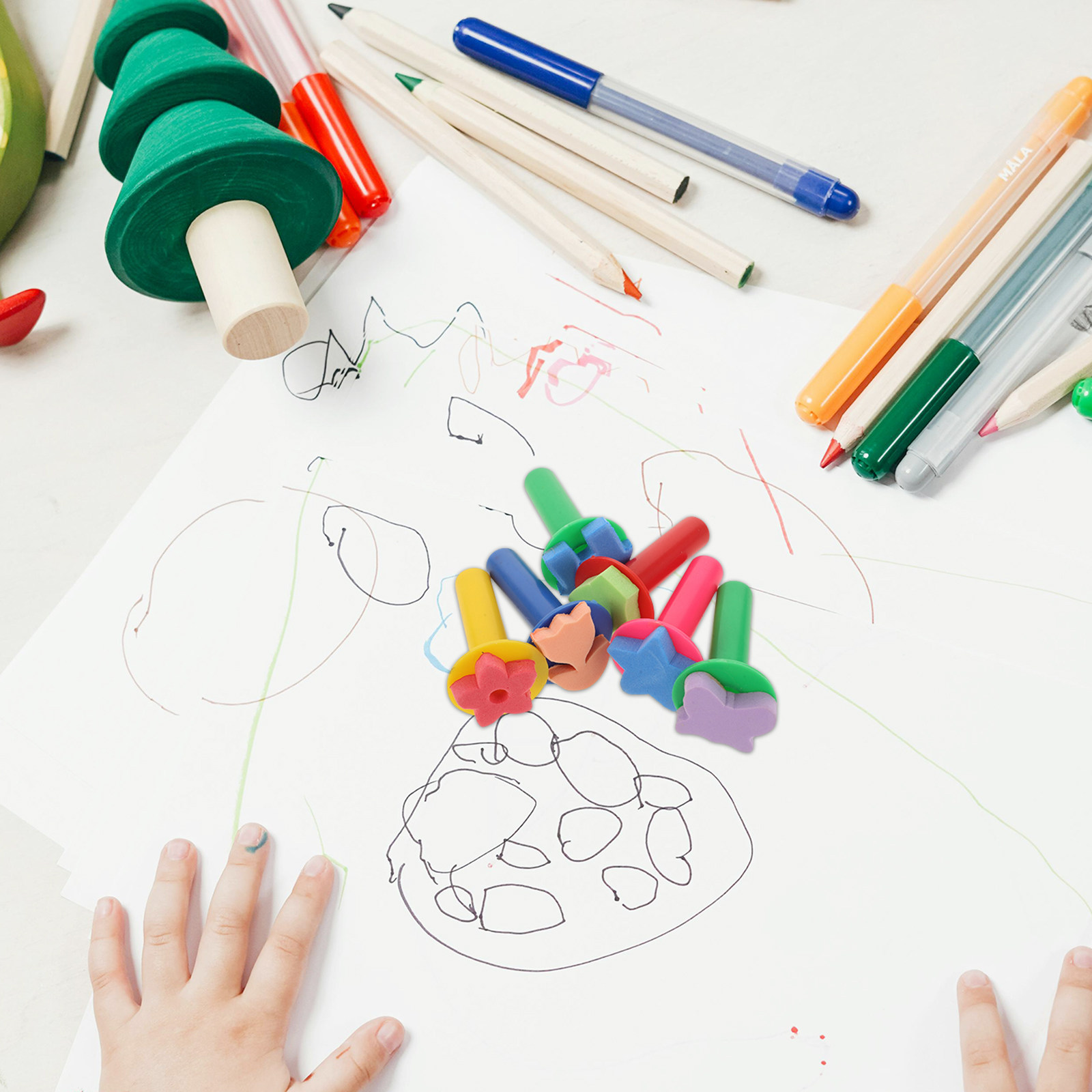 مجموعة من 6 فرش إسفنجية آمنة ل - مراجعة Art Craft Preschool وسعره